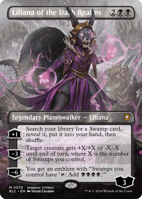 Liliana of the Dark Realms (Borderless) (BLC-078) - Bloomburrow Commander Foil