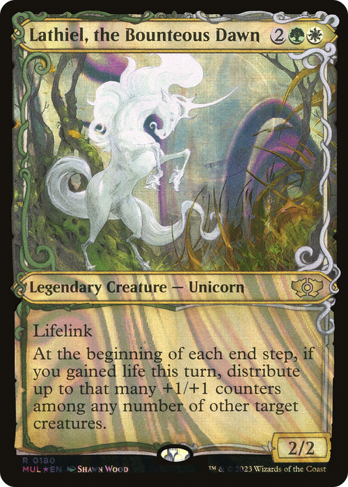 Lathiel, the Bounteous Dawn (Halo Foil) (MUL-180) - Multiverse Legends: (Showcase) Foil