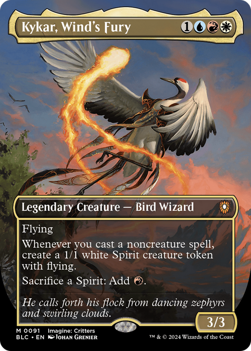 Kykar, Wind's Fury (Borderless) (BLC-091) - Bloomburrow Commander