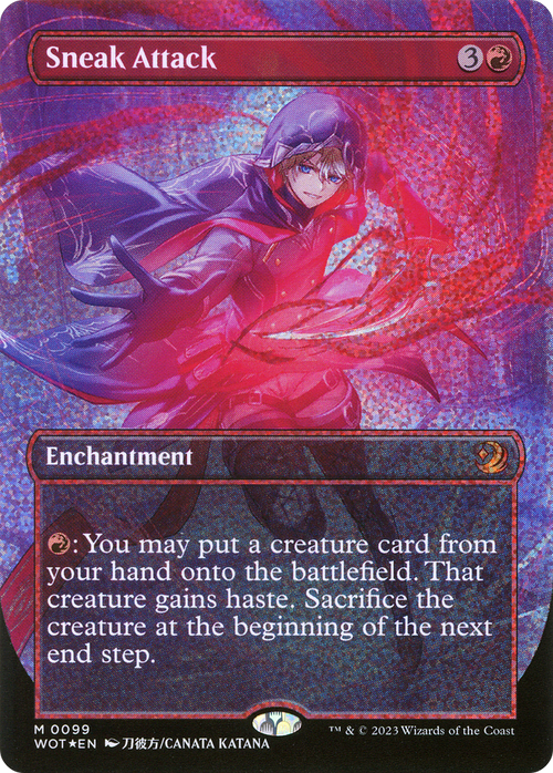 Sneak Attack (Anime Borderless) (Confetti Foil) (WOT-099) - Wilds of Eldraine: Enchanting Tales Foil