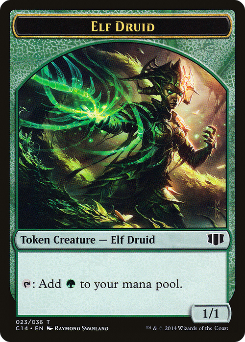Elf Druid // Beast (4/4) Double-sided Token (C14-023) - Commander 2014 Tokens