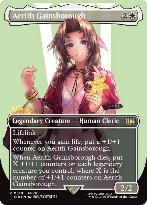 Aerith Gainsborough (Borderless) (Surge Foil) (FIN-519) - FINAL FANTASY Foil