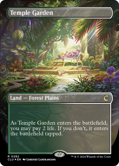 Temple Garden (Borderless) (CLU-282) - Ravnica: Clue Edition Foil