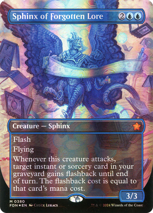 Sphinx of Forgotten Lore (Borderless) (Mana Foil) (FDN-380) - Foundations Foil