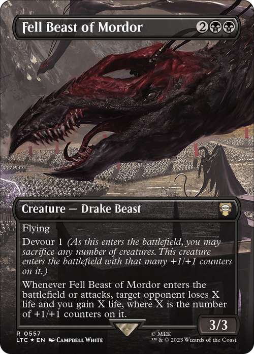 Fell Beast of Mordor (Borderless) (Surge Foil) (LTC-557) - Tales of Middle-earth Commander Foil