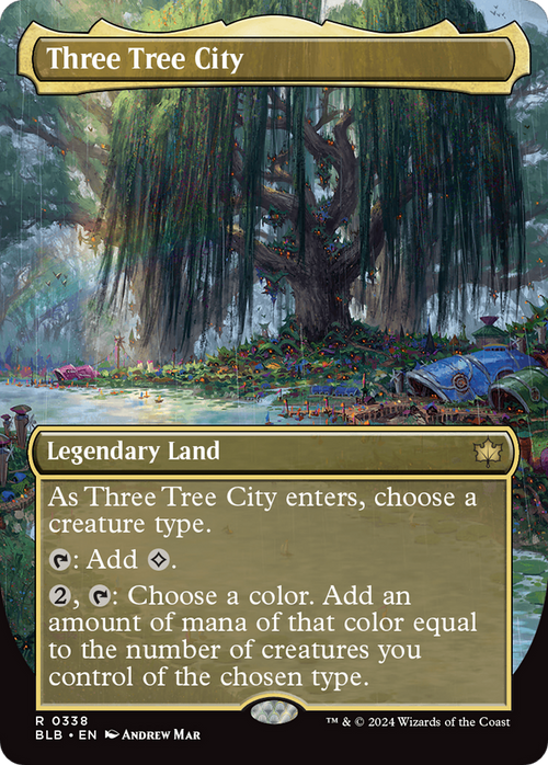 Three Tree City (Borderless) (0338) (BLB-338) - Bloomburrow Foil