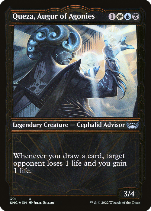 Queza, Augur of Agonies (Gilded Foil) (SNC-391) - Streets of New Capenna: (Showcase) Foil