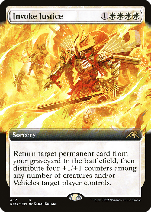 Invoke Justice (Extended Art) (NEO-437) - Kamigawa: Neon Dynasty: (Extended Art) Foil