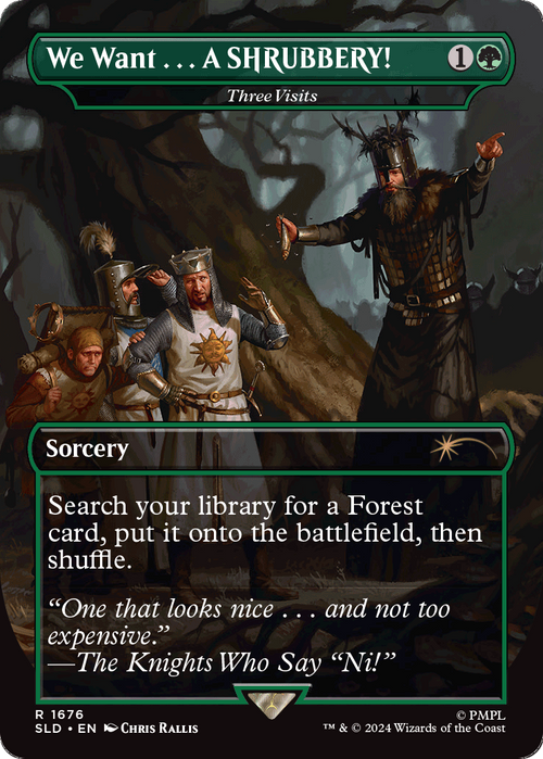 Three Visits (SLD-1676) - Secret Lair Drop / We Want . . . A SHRUBBERY! (Borderless)