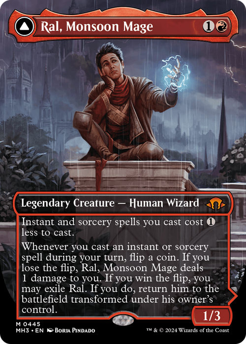 Ral, Monsoon Mage (Borderless) (MH3-445) - Modern Horizons 3 Foil