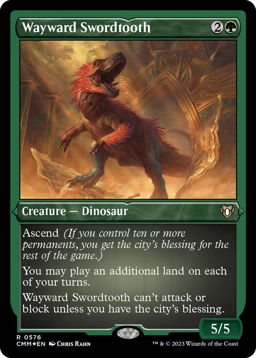 Wayward Swordtooth (Foil Etched) (CMM-576) - Commander Masters Foil
