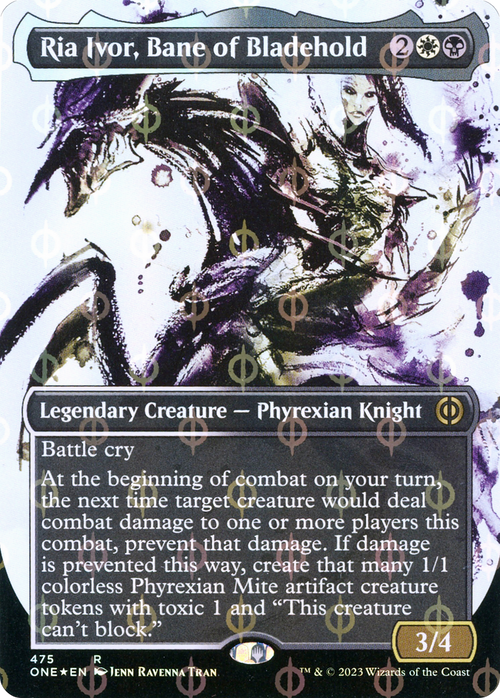 Ria Ivor, Bane of Bladehold (Showcase) (Step-and-Compleat Foil) (ONE-475) - Phyrexia: All Will Be One: (Showcase) (Borderless) Foil