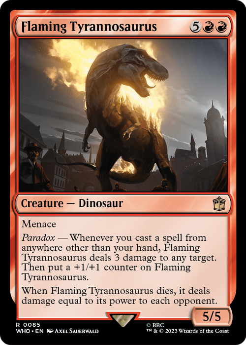 Flaming Tyrannosaurus (WHO-085) - Doctor Who Foil