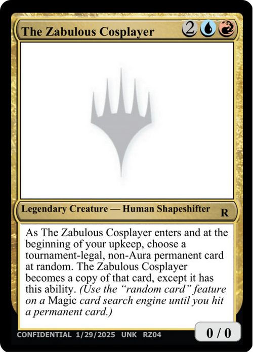 The Zabulous Cosplayer (UNK-RZ04P) - Un-Known Event Playtest Cards