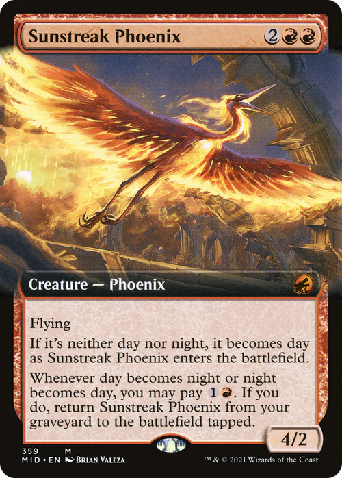 Sunstreak Phoenix (Extended Art) (MID-359) - Innistrad: Midnight Hunt: (Extended Art) Foil