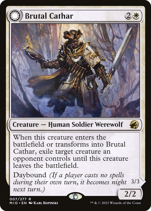 Brutal Cathar (MID-007) - Innistrad: Midnight Hunt: (Double Faced Transform)