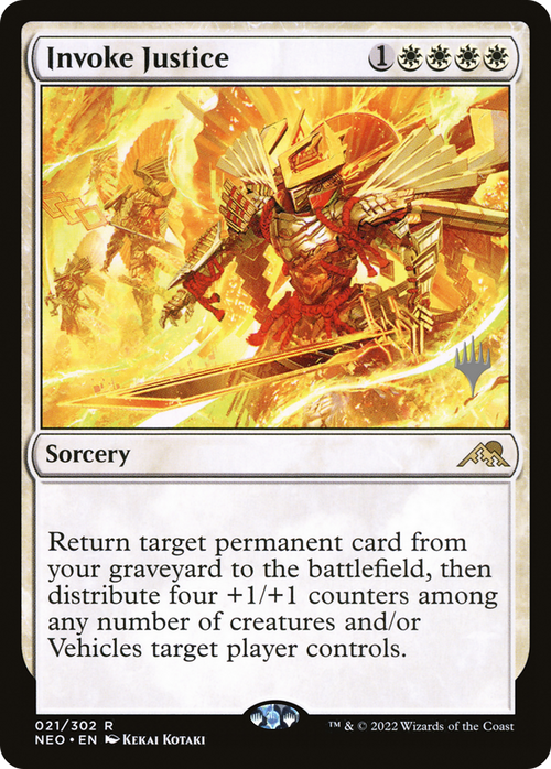 Invoke Justice (PPNEO-021) - Kamigawa: Neon Dynasty Promos Foil