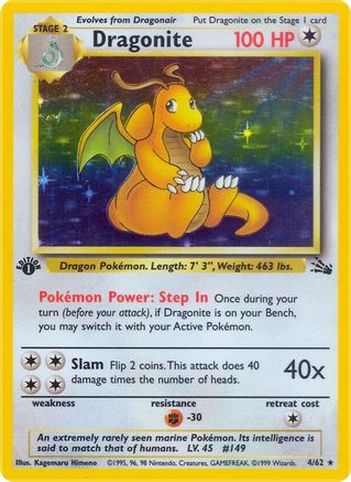 Dragonite (4) (4) 004  - 1st Edition Holofoil Fossil - Holo Rare