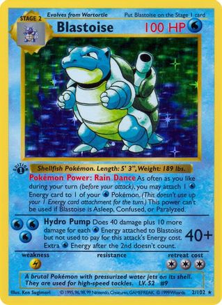 Blastoise  - 1st Edition Holofoil Base Set Shadowless - Holo Rare