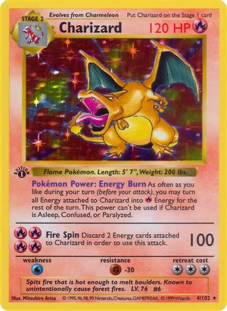 Charizard  - 1st Edition Holofoil Base Set Shadowless - Holo Rare