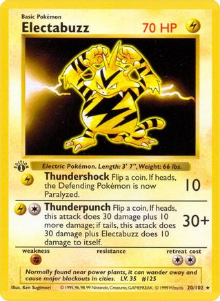 Electabuzz  - 1st Edition Base Set Shadowless - Rare