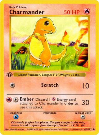 Charmander 046  - 1st Edition Base Set Shadowless - Common