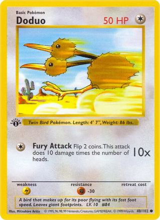 Doduo 048  - 1st Edition Base Set Shadowless - Common