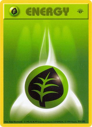 Grass Energy 099  - 1st Edition Base Set Shadowless - Common