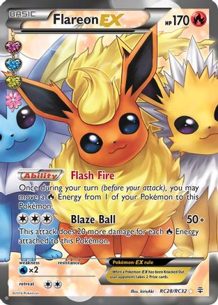 Flareon EX (Full Art) RC28  - Holofoil Generations Radiant Collection - Ultra Rare