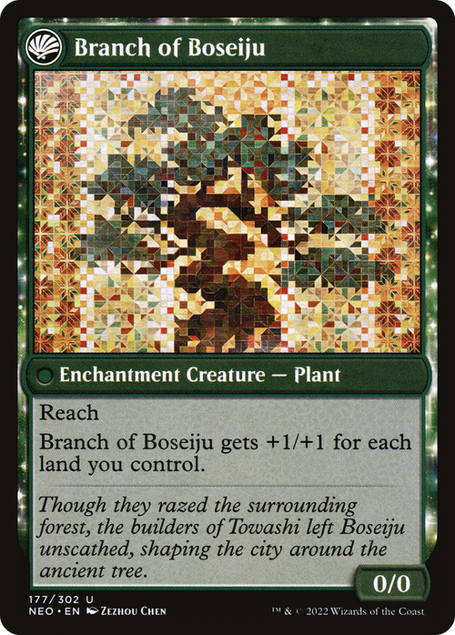 Boseiju Reaches Skyward (NEO-177) - Kamigawa: Neon Dynasty: (fandfc, enchantment) Foil