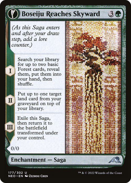 Boseiju Reaches Skyward (NEO-177) - Kamigawa: Neon Dynasty: (fandfc, enchantment) Foil