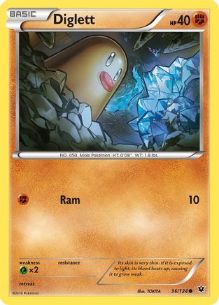 Diglett 036  - Reverse Holofoil XY  Fates Collide - Common