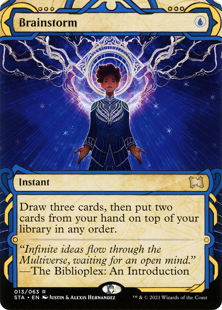Brainstorm (STA-013) - Strixhaven Mystical Archive: (Showcase) (Borderless) Etched Foil