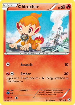 Chimchar 018  - Reverse Holofoil XY  Steam Siege - Common