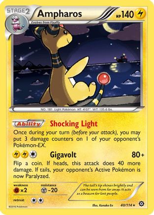 Ampharos 040  - Reverse Holofoil XY  Steam Siege - Holo Rare