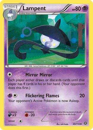 Lampent 049/114  - Reverse Holofoil XY  Steam Siege - Uncommon