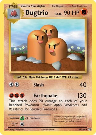 Dugtrio 056  - Reverse Holofoil XY  Evolutions - Rare