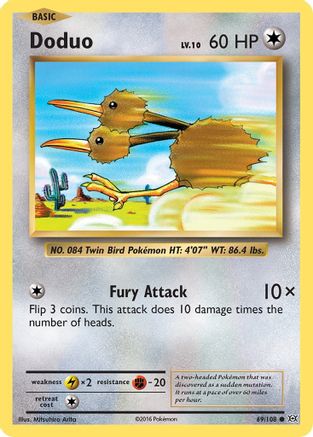 Doduo 069  - Reverse Holofoil XY  Evolutions - Common