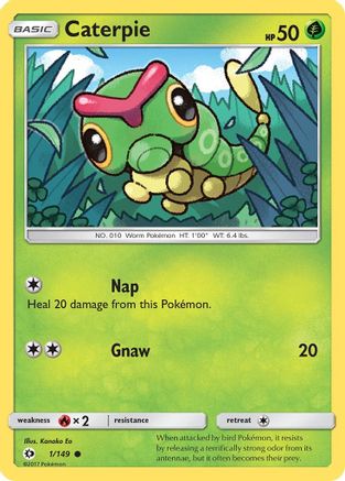 Caterpie 001  - Reverse Holofoil SM Base Set - Common