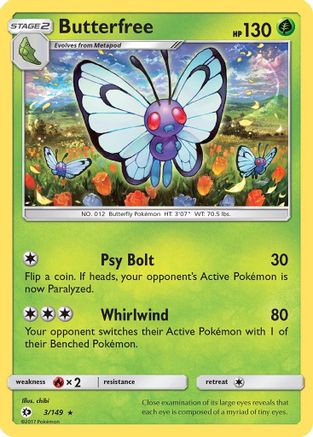 Butterfree 003  SM Base Set - Rare