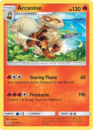 Arcanine 022  - Holofoil SM Base Set - Holo Rare