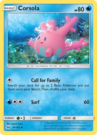 Corsola 036  SM Base Set - Uncommon
