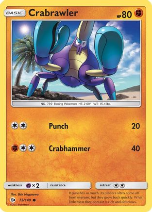 Crabrawler 072  - Reverse Holofoil SM Base Set - Common
