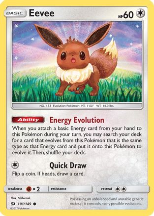 Eevee 101  - Reverse Holofoil SM Base Set - Common