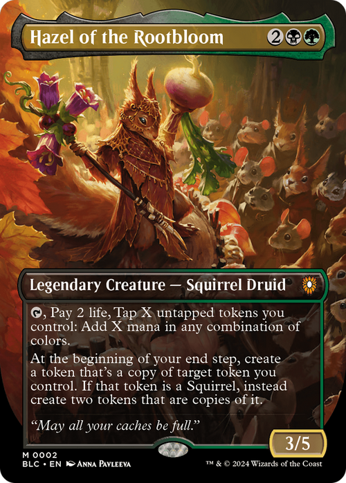Hazel of the Rootbloom (Borderless) (BLC-002) - Bloomburrow Commander Foil