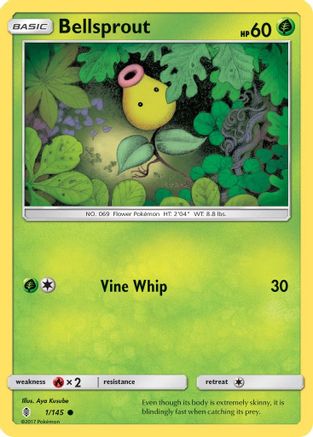 Bellsprout 001  - Reverse Holofoil SM  Guardians Rising - Common