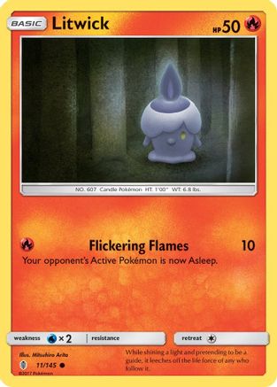 Litwick 011/145  - Reverse Holofoil SM  Guardians Rising - Common