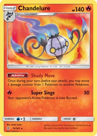 Chandelure 013  - Reverse Holofoil SM  Guardians Rising - Holo Rare