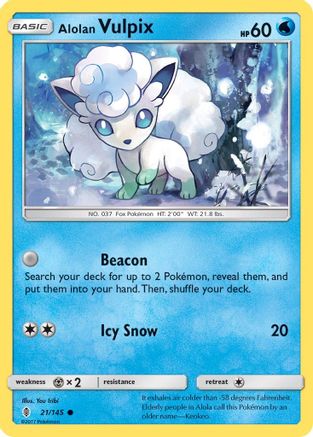 Alolan Vulpix 021  - Reverse Holofoil SM  Guardians Rising - Common