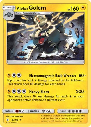 Alolan Golem 042  - Holofoil SM  Guardians Rising - Holo Rare